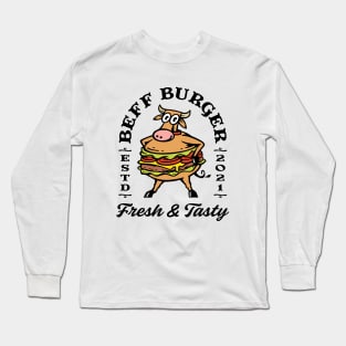 Mascot cow burger combination Long Sleeve T-Shirt